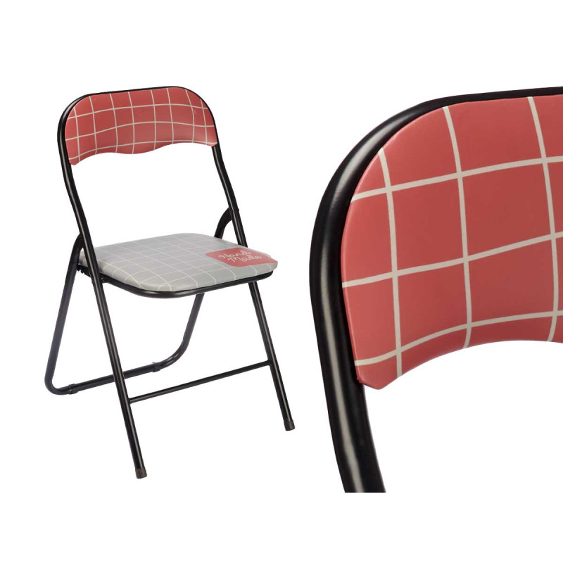 CHAISE PLIANTE PVC MAT PIEDS NOIRS BOHO CHIC