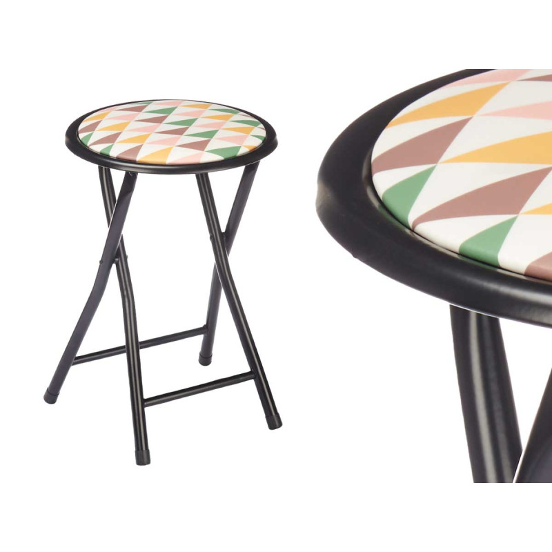 SGABELLO PIEGHEVOLE PVC GAMBE NERO OPACO GEOMETRIC