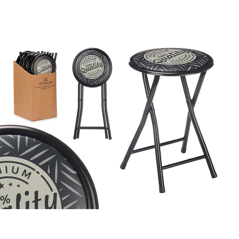 SGABELLO PIEGHEVOLE PVC GAMBE NERO OPACO QUALITY