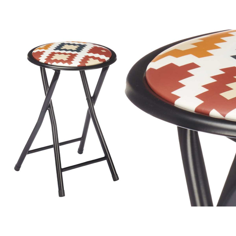 SGABELLO PIEGHEVOLE PVC GAMBE NERO OPACO BOHO CHIC