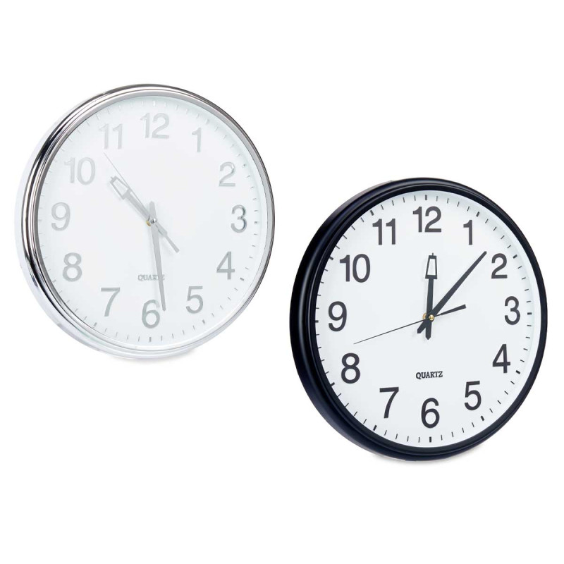 RELOJ REDONDO 38CM PLATA NEGRO SURT