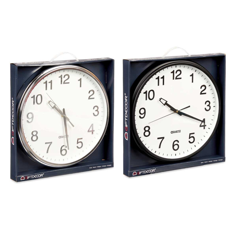 RELOJ REDONDO 38CM PLATA NEGRO SURT