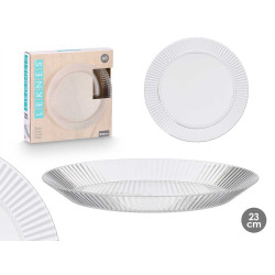PIATTO RIGHE TRASPARENTE 23CM DIAM
