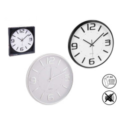 RELOJ REDONDO 32,8CM PLATA NEGRO SURT