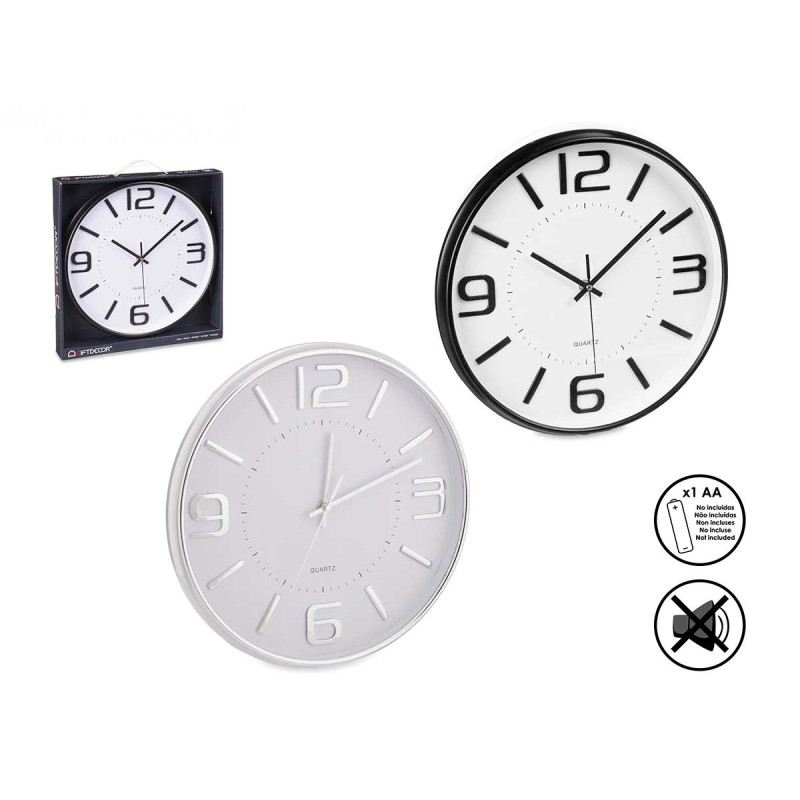 OROLOGIO ROTONDO 32,8CM ARGENTO NERO ASSORT