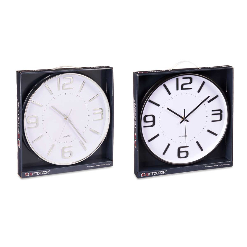 RELOJ REDONDO 32,8CM PLATA NEGRO SURT