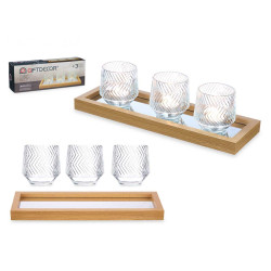 CENTREPIECE TABLE TRAY MIRROR 3 CANDLE HOLDERS