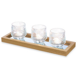 CENTREPIECE TABLE TRAY MIRROR 3 CANDLE HOLDERS