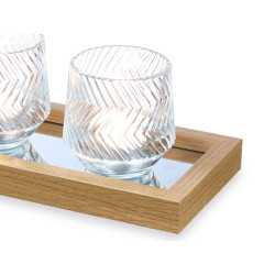 CENTREPIECE TABLE TRAY MIRROR 3 CANDLE HOLDERS