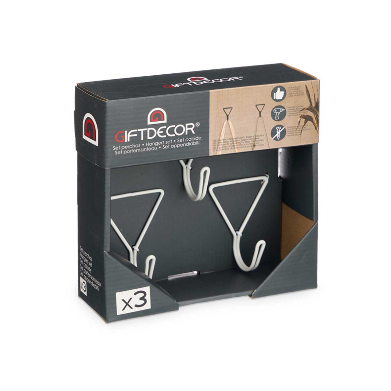 SET 3 PERCHA TRIANGULO BLANCO