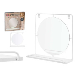 WALL MIRROR WITH SHELF WHITE