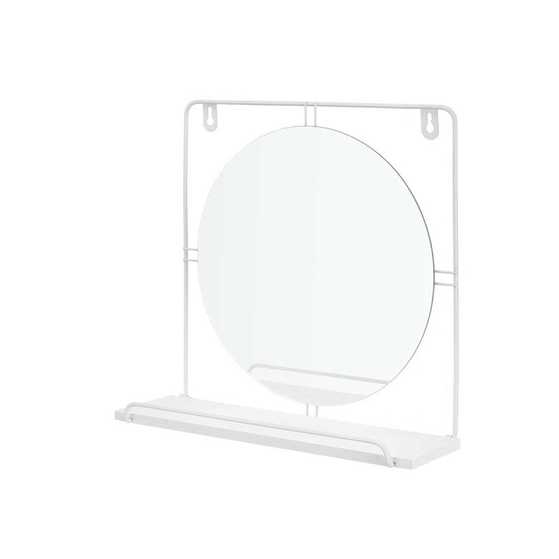 WALL MIRROR WITH SHELF WHITE