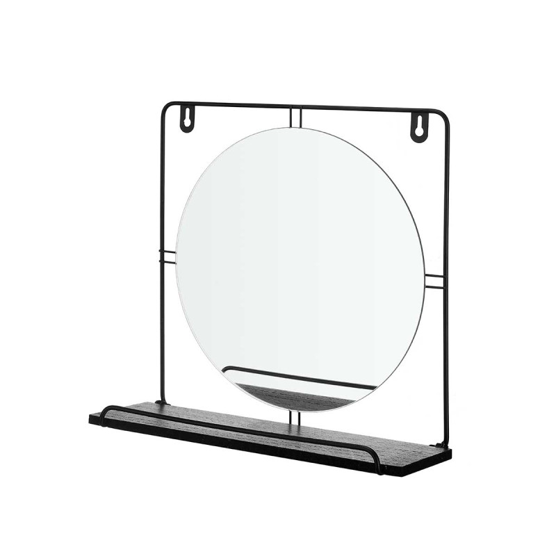 WALL MIRROR WITH SHELF BLACK