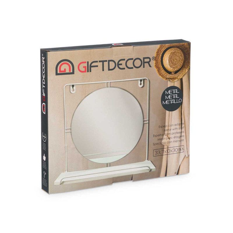 WALL MIRROR WITH SHELF BLACK
