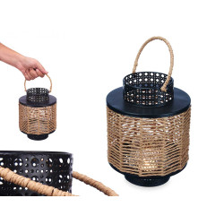 FAROL RATTAN NEGRO NATURAL