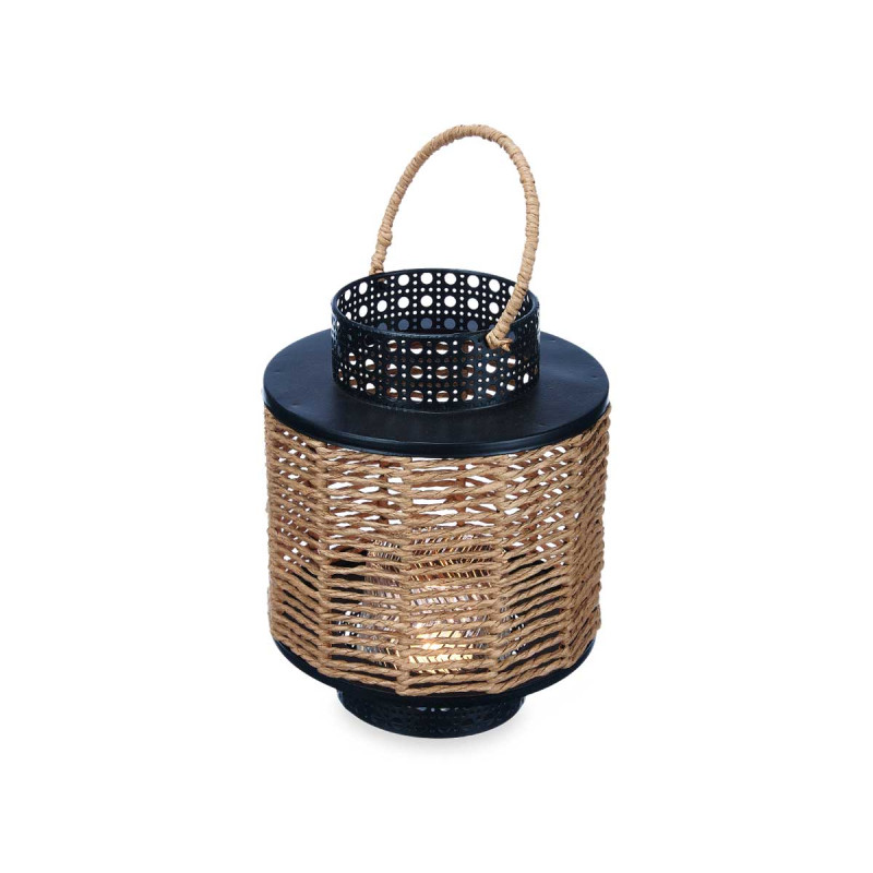 FAROL RATTAN NEGRO NATURAL