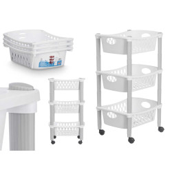 CARRELLO DI PLASTICA 3 PIANI BIANCO 
