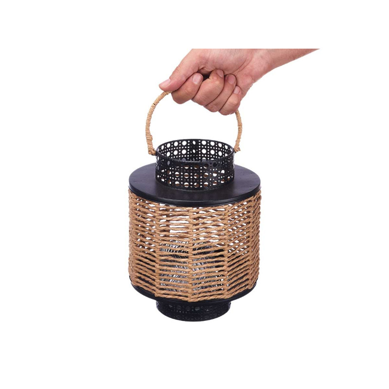 FAROL RATTAN NEGRO NATURAL
