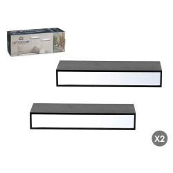 DUE MENSOLE SPECCHIO 30CM NERO