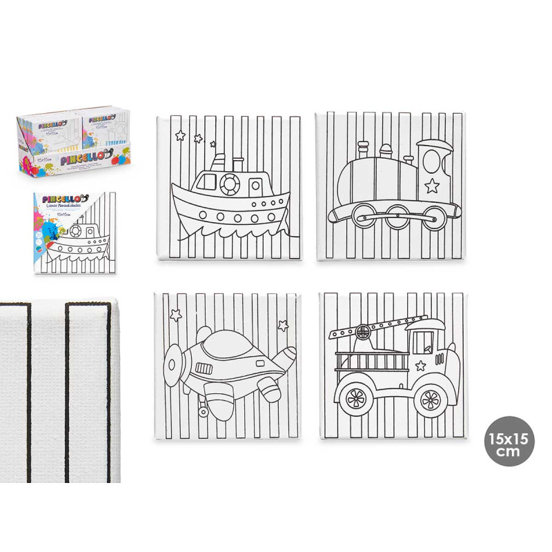 CRAFT CANVAS 15X15CM VEHICLES ASSORT 4