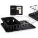FLAT BLACK DISH DRAINER WITH TRAY CONTAINER