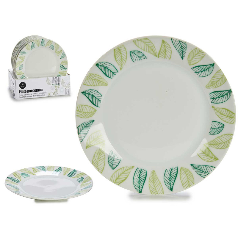 FLAT PLATE PORCELAIN 19CM LEAFES