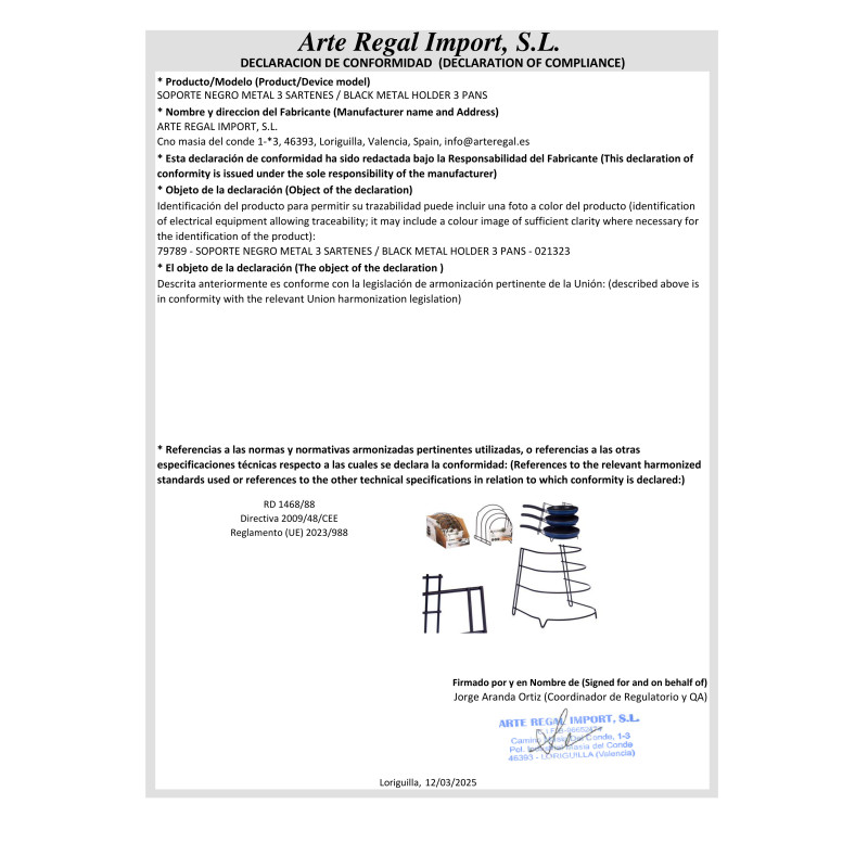 SUPORTE METAL PRETO P 3 FRIGIDEIRAS