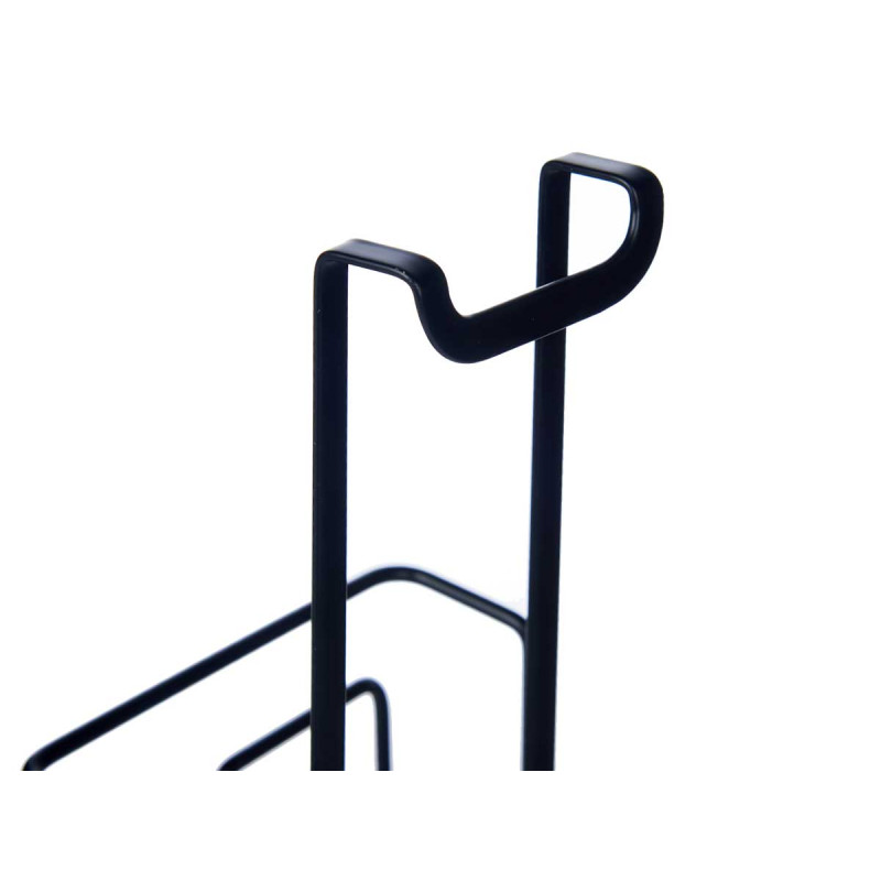 BLACK METAL HANGER W/HOLDER FOR FRYING PAN COVERS