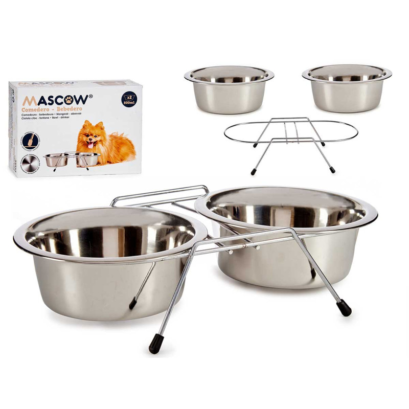 SET 2 COMEDEROS ACERO MASCOTA 800ML
