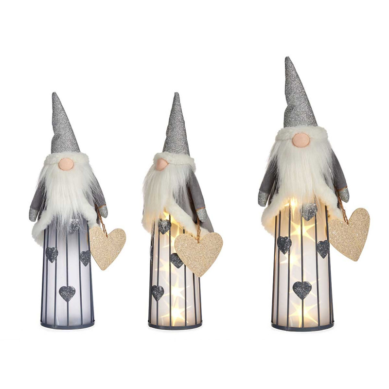 PETIT GNOME ARGENT AVEC LUMIÈRE LED ET CŒUR