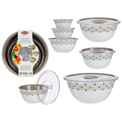 SET 3 BEIGE BOWLS WITH LID TOSCA 
