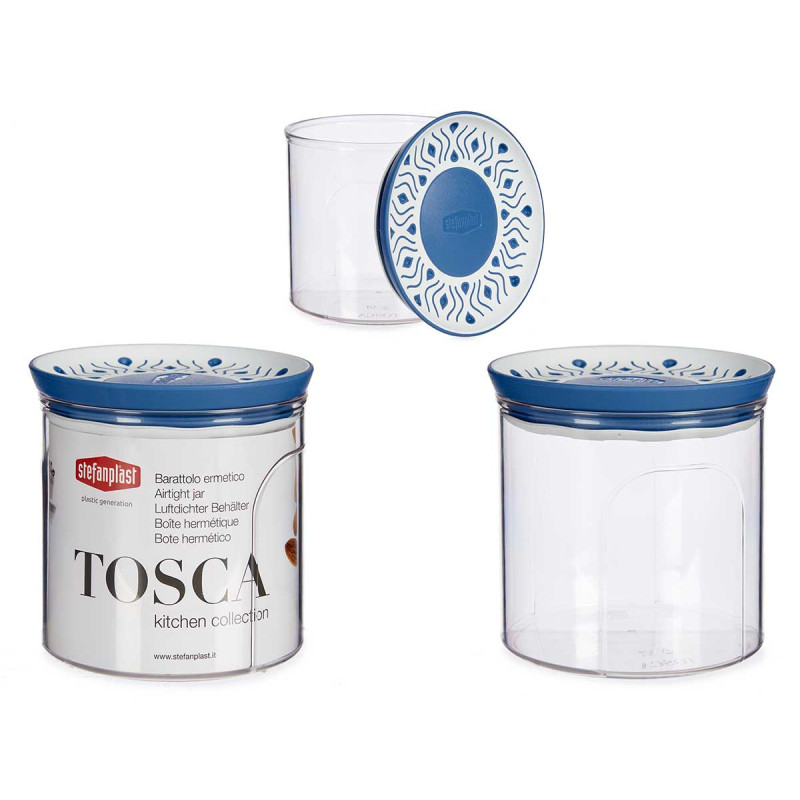 FRASCO PLÁST HERMÉTICO REDONDO AZUL 700ML TOSCA 