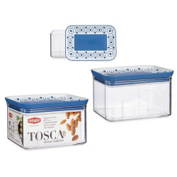 BLUE RECTANGULAR PLASTIC HERMETIC JAR 700ML TOSCA 
