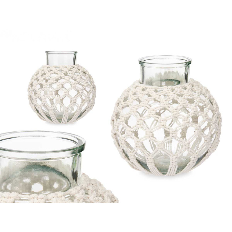 VASO MACRAME A SFERA BIANCO