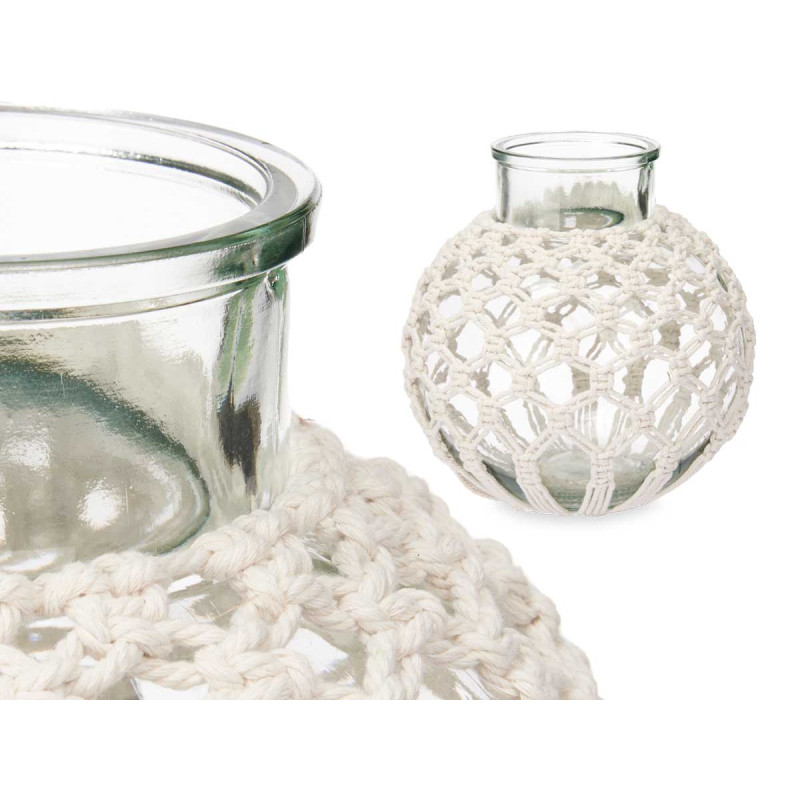 VASO MACRAME A SFERA BIANCO