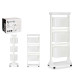 WHITE PLASTIC BASKET ORGANIZER 3 HEIGHTS WHEELS