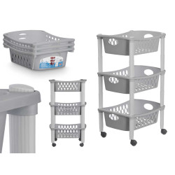 CARRELLO DI PLASTICA 3 PIANI GRIGIO 