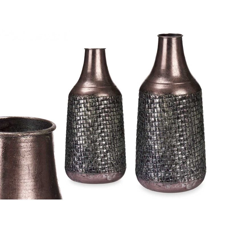 JARRON RELIEVE CONICO PLATA ENVEJECIDO