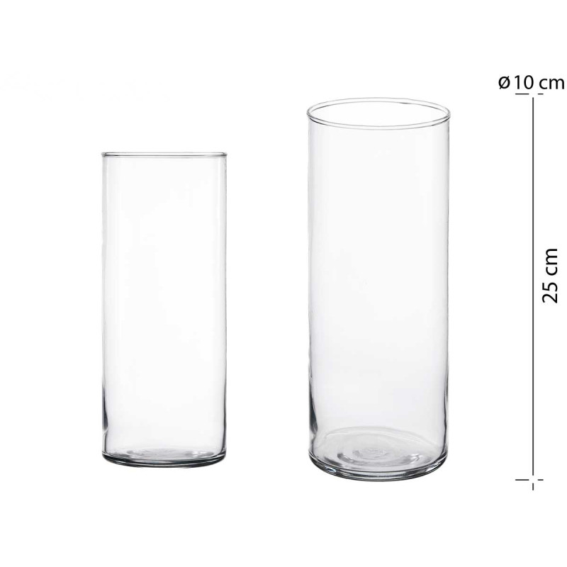 VASO CILINDRICO VETRO 25CM DIAM 10CM