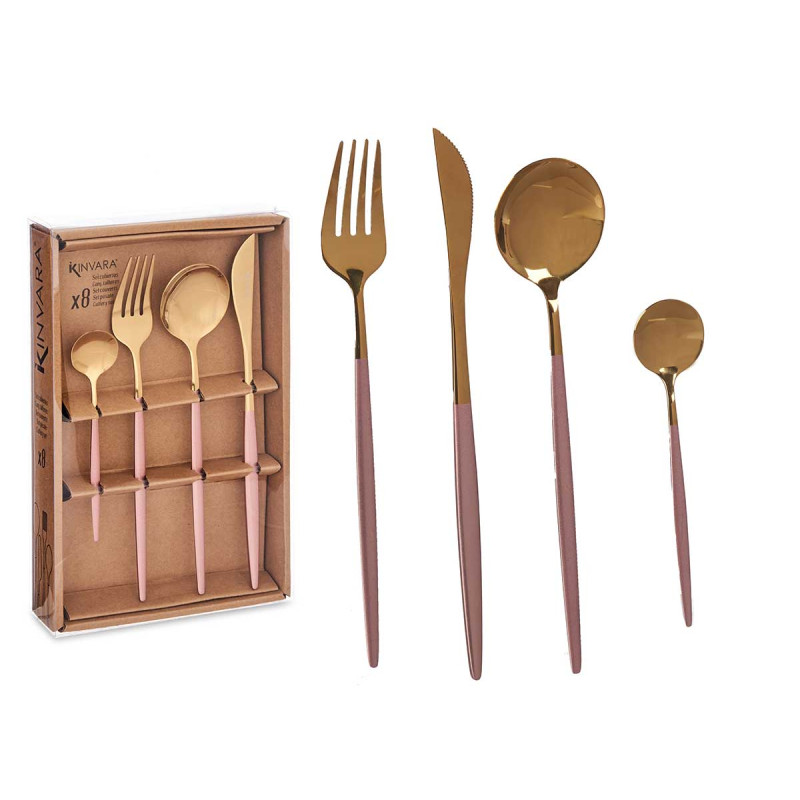 SET CUBIERTOS 8PCS ORO ROSA