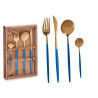 SET COUVERTS 8PCS OR/BLEU