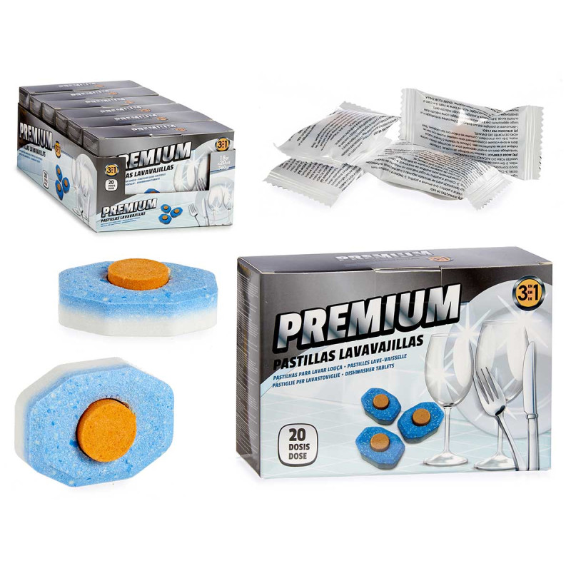 DISHWASHER TABLETS PREMIUM 3 IN 1 20 UNID