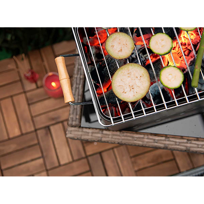 BBQ PORTABLE RECTANGULAIRE AVEC ANSES COULEUR NOIR