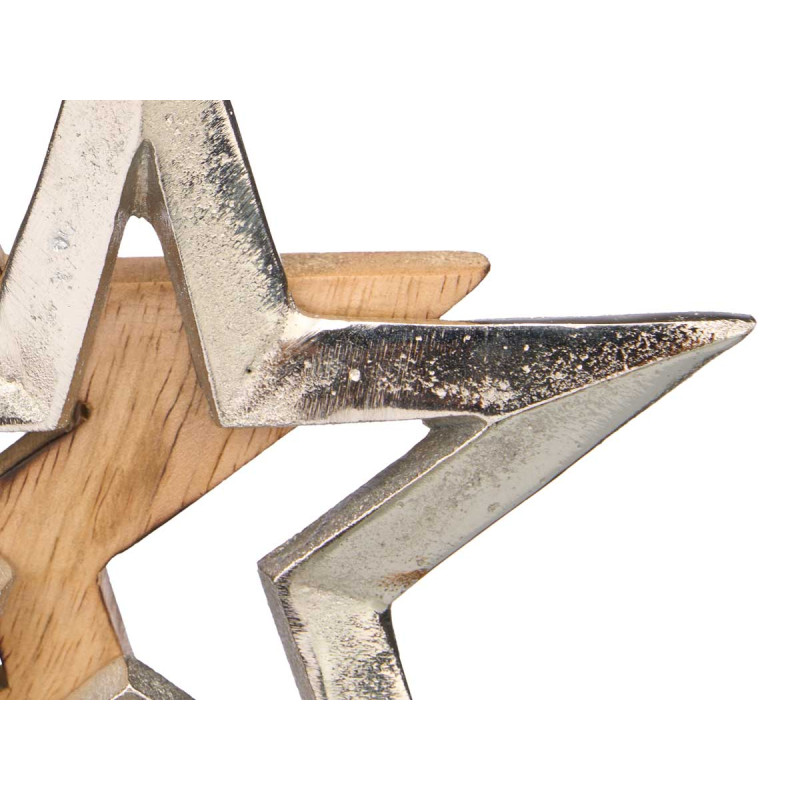 SUPPORT DÉCORATION DOUBLE ÉTOILE ARGENTÉ