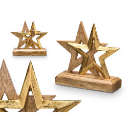 SUPPORTO DECORAZIONE DOPPIA STELLA DORATO 