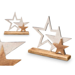 SUPPORT DÉCORATION TRIPLE ÉTOILE ARGENTÉ