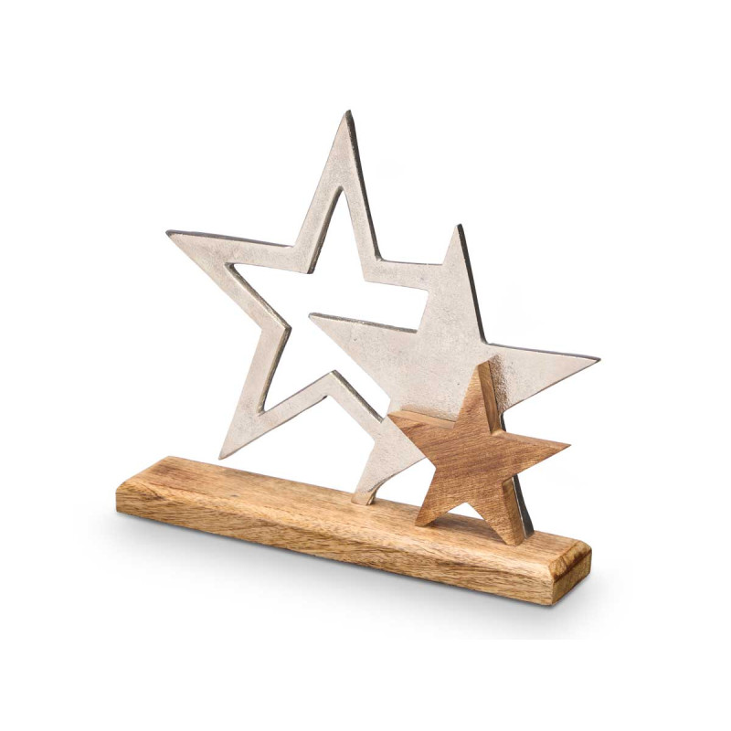 SUPPORT DÉCORATION TRIPLE ÉTOILE ARGENTÉ