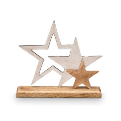 SUPPORT DÉCORATION TRIPLE ÉTOILE ARGENTÉ