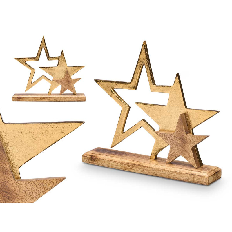 SUPPORTO DECORAZIONE TRIPLA STELLA DORATO 