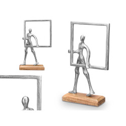 SILVER FRAME MAN DECORATION STAND